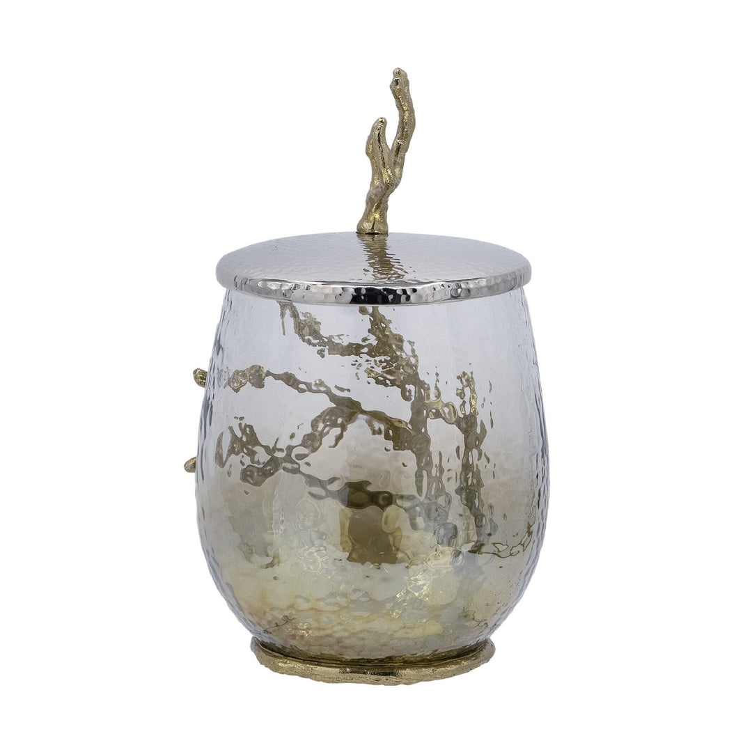 Branch Lidded Jar Gold/Clear/Silver Clear Gold Silver Transitional Glass - Diamond Home USA