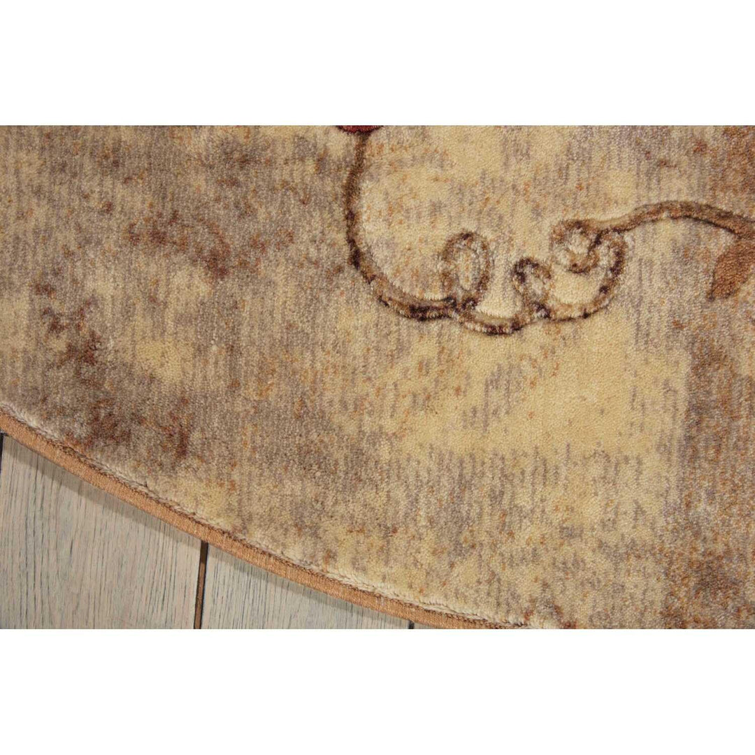 Nourison Somerset Floral Multicolor 5'6" x Round Area -Rug Easy -Cleaning Non - Diamond Home USA