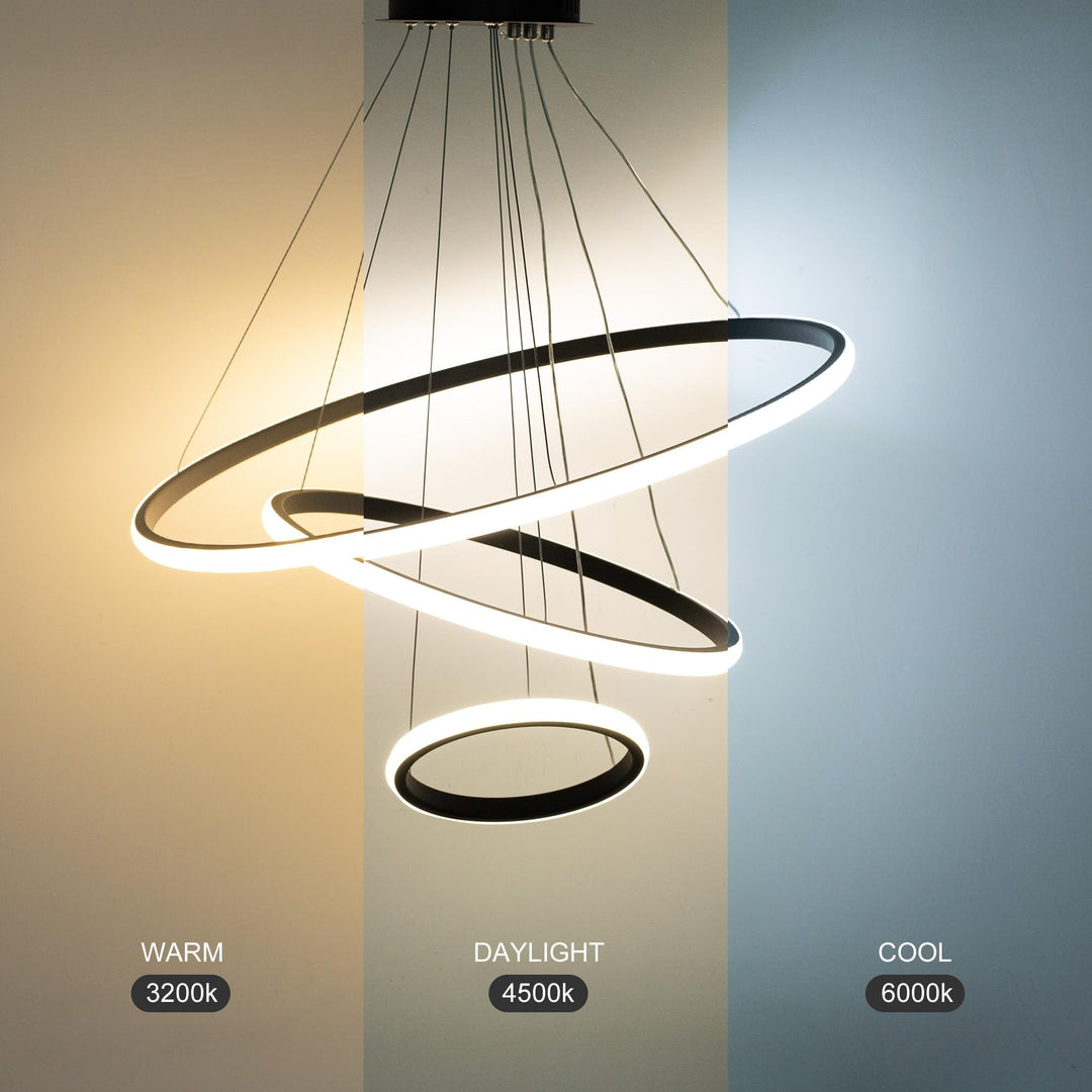 Watt 3 Ring Modern Tiered Black Integrated Led Flush Mount Ceiling Light for - Diamond Home USA