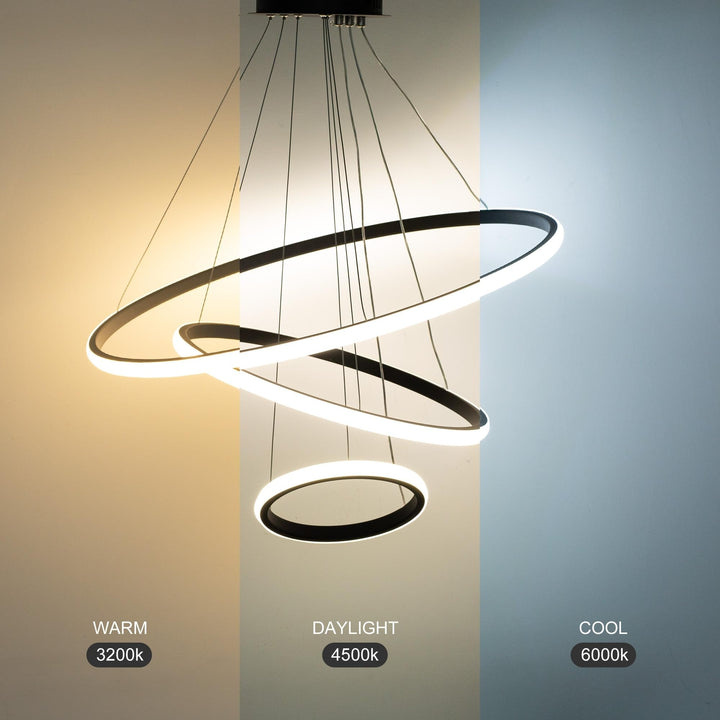 Watt 3 Ring Modern Tiered Black Integrated Led Flush Mount Ceiling Light for - Diamond Home USA