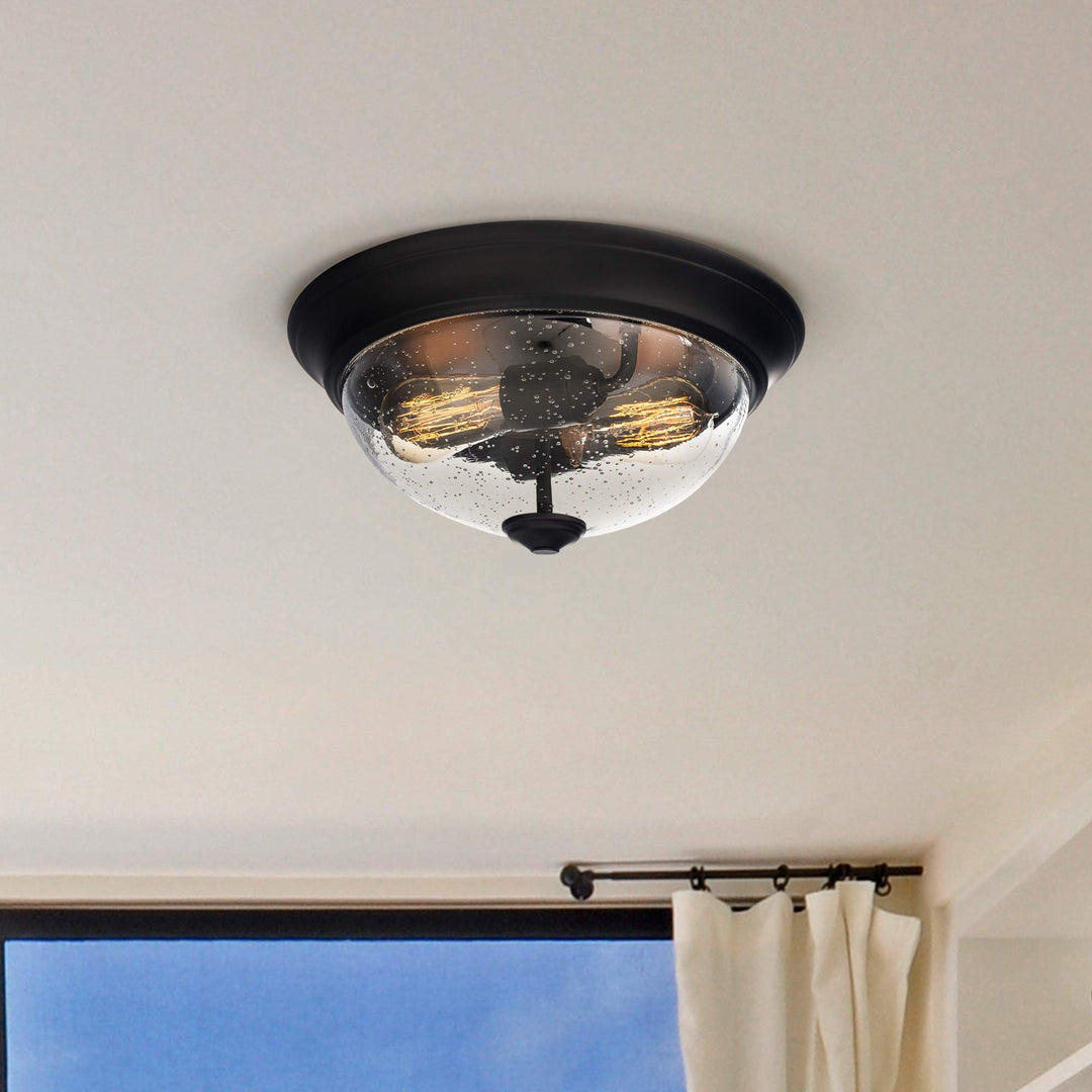 Prominence Home Madalyn 13" Bronze Flush Mount Seeded Glass Bowl Indoor Light - Diamond Home USA