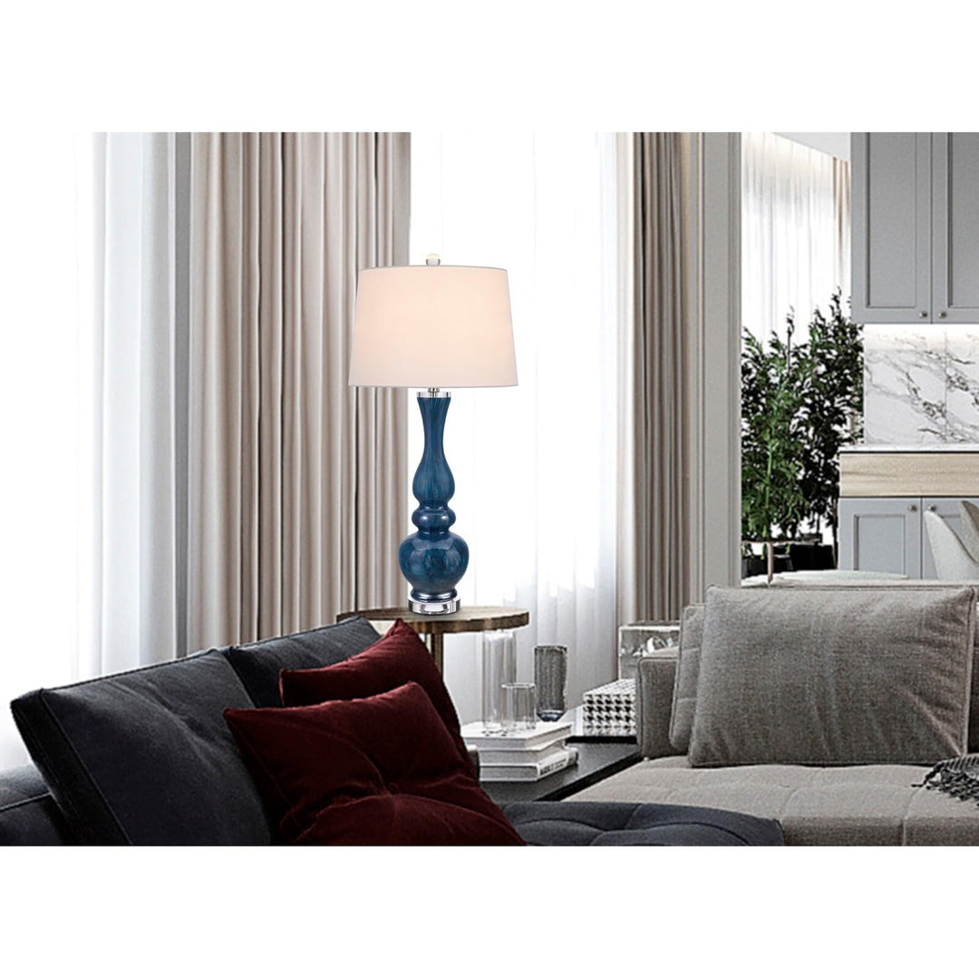 32" Height Deep Blue Glass Table Lamp One Size Modern Contemporary - Diamond Home USA