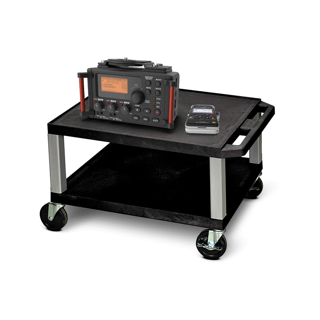 LUXOR WT16-N 16"H A Cart - Two Shelves - Nickel Legs Multipurpose Storage for - Diamond Home USA