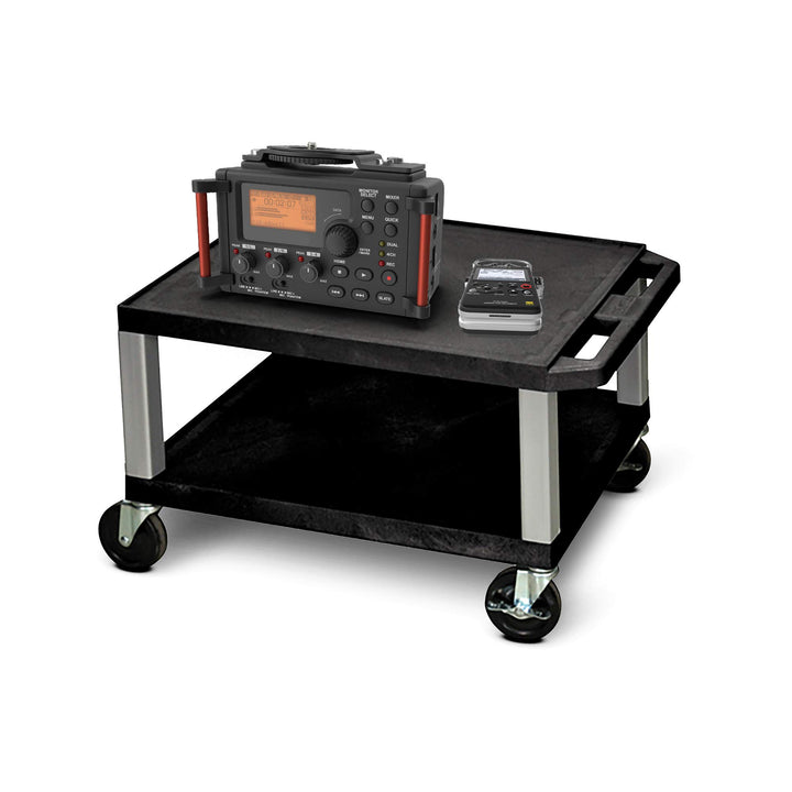 LUXOR WT16-N 16"H A Cart - Two Shelves - Nickel Legs Multipurpose Storage for - Diamond Home USA