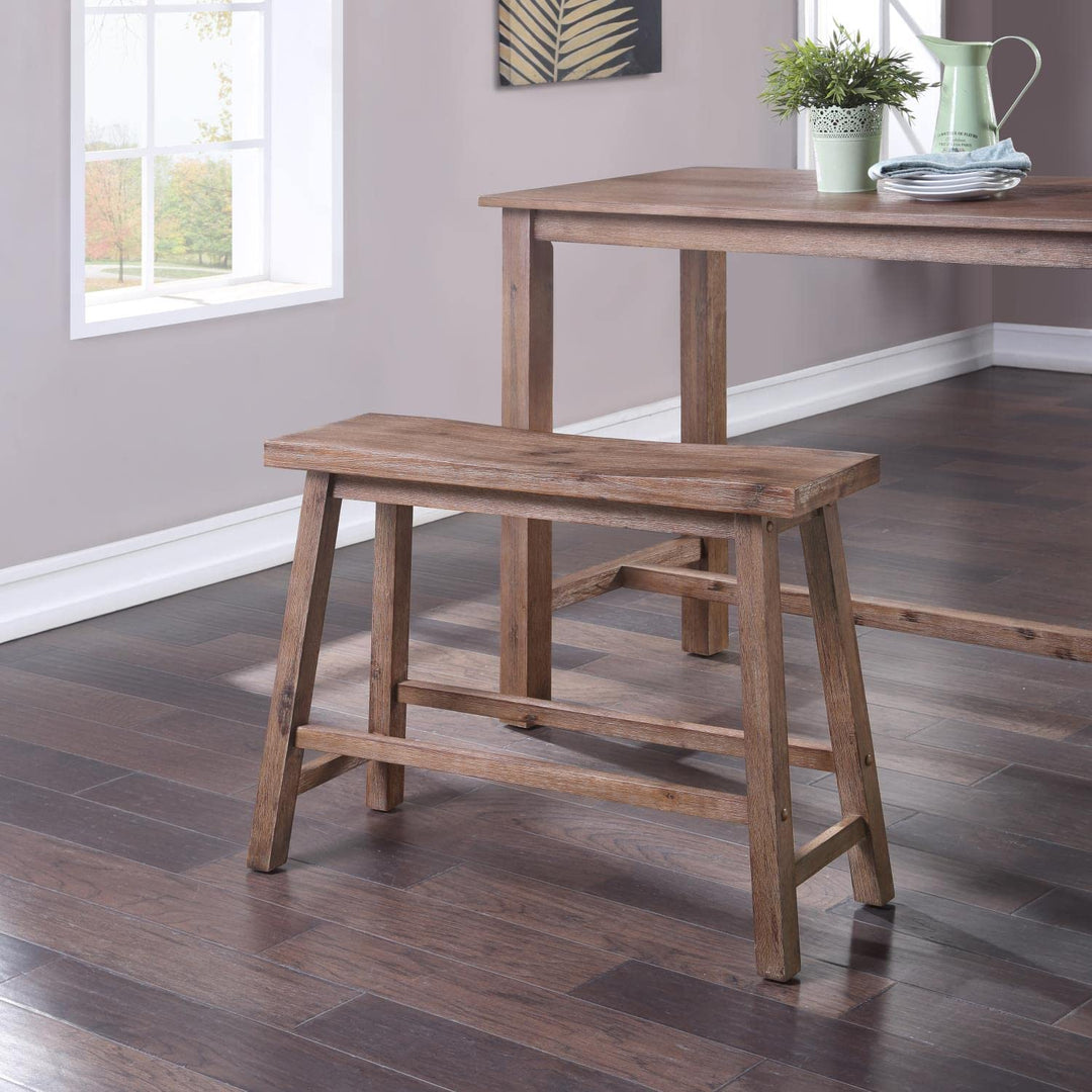 Boraam Sonoma Saddle Bench 24-Inch Barnwood Wire-Brush Model:75025 - Diamond Home USA