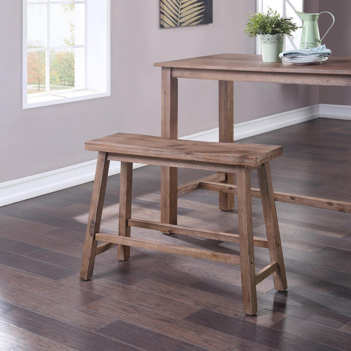 Boraam Sonoma Saddle Bench 24-Inch Barnwood Wire-Brush Model:75025 - Diamond Home USA