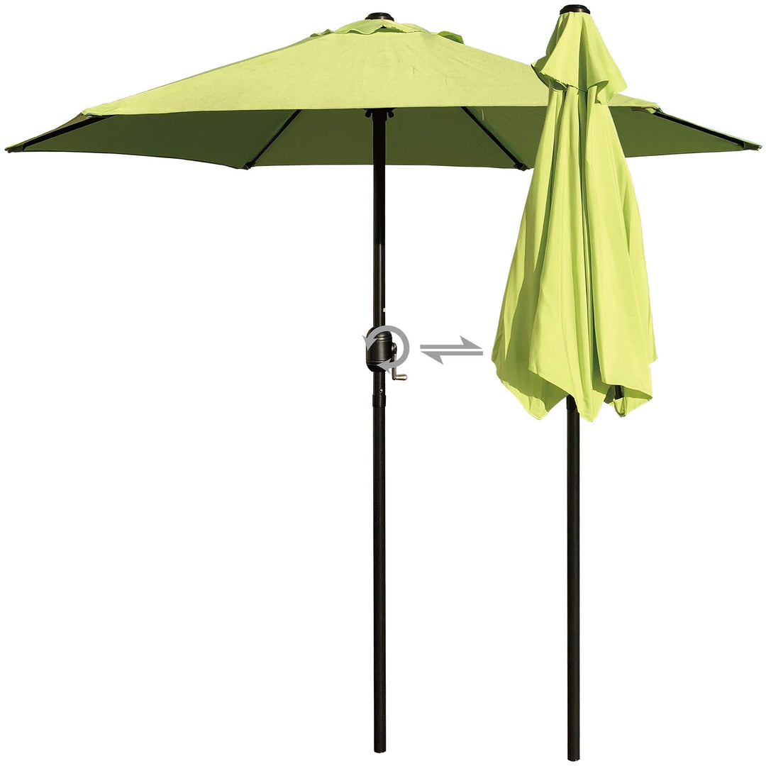 7.5' Patio Umbrella For Outdoor Shade Black Green Nature Market Modern - Diamond Home USA
