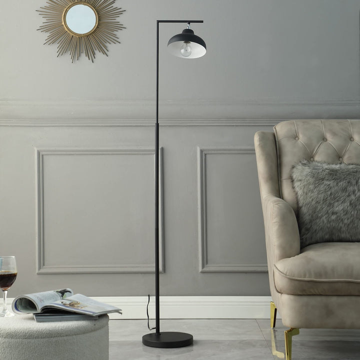 63.25 in. Industrial Farmhouse Metal Floor Lamp Black