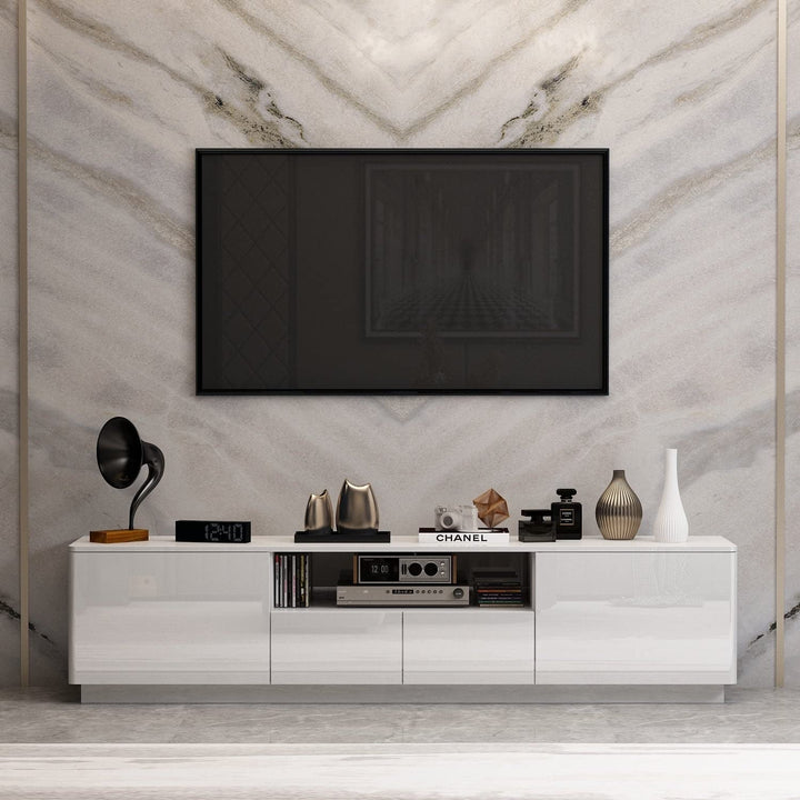 Led Tv Stand Entertainment Center 85" High Gloss Console Cabinet White