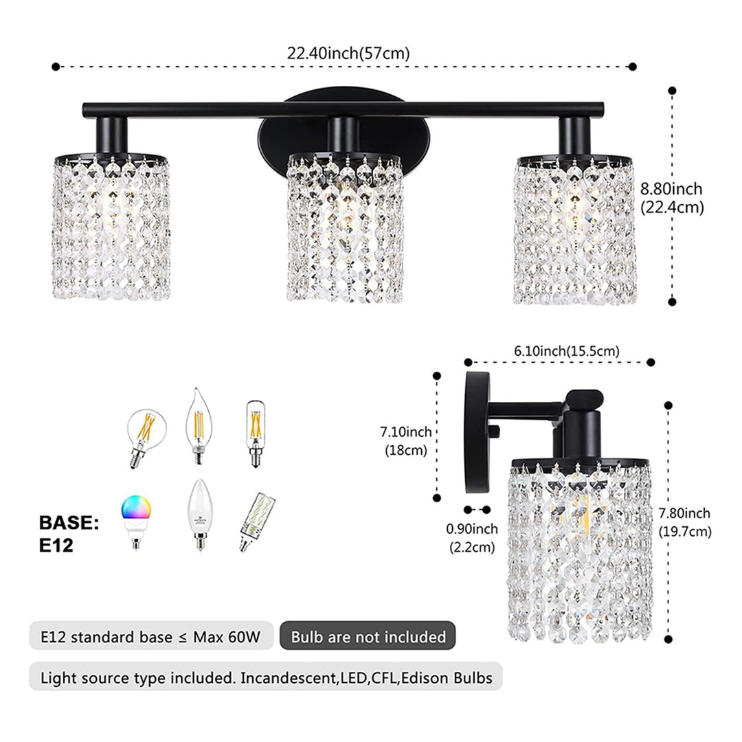 20.87 in. 3-Light Matte Black Nordic Vanity Wall Lamp Modern Mininalist Bathroom - Diamond Home USA