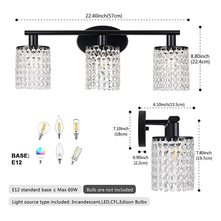 20.87 in. 3-Light Matte Black Nordic Vanity Wall Lamp Modern Mininalist Bathroom - Diamond Home USA