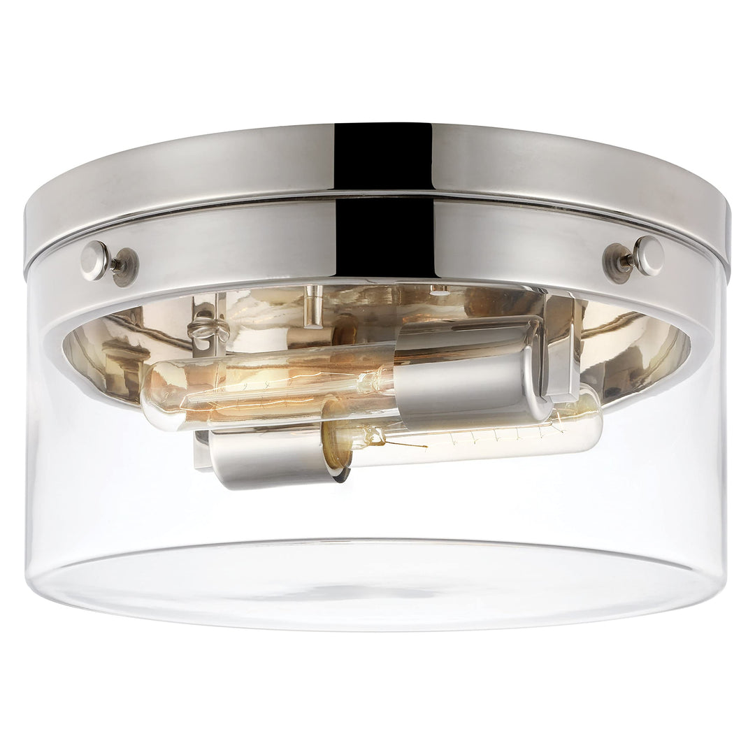Intersection Medium Flush Mount Fixture Polished Nickel with Clear Glass - Diamond Home USA