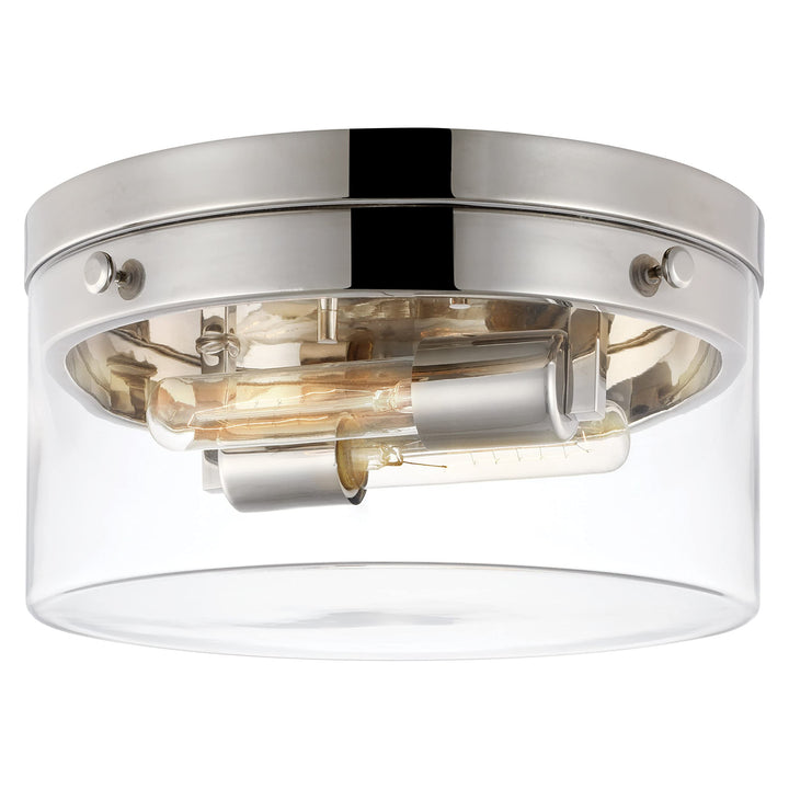 Intersection Medium Flush Mount Fixture Polished Nickel with Clear Glass - Diamond Home USA