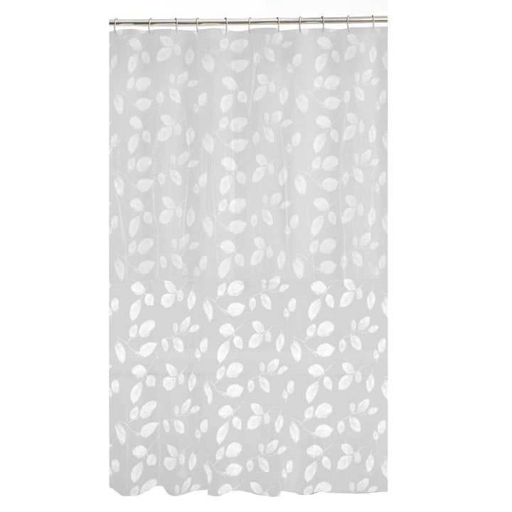 Just Leaves P E V A Shower Curtain White Floral Bohemian Eclectic Casual Peva - Diamond Home USA
