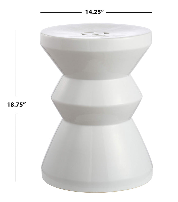 Safavieh ACS4576B Larsa Ceramic Decorative Garden Stool 0 White - Diamond Home USA