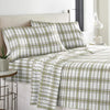 N 3 Piece Deep Pocket Sage Green White Twin XL Sheet Set Plaid Pattern Themed Sage Plaid - Plaid/Striped - 3 Piece - Twin