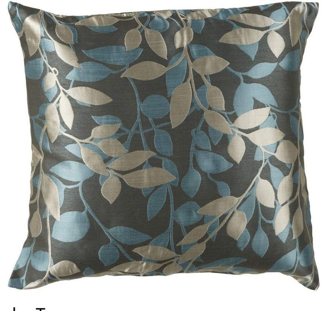 18 X 18 Inch Teal Blue Leaf Throw Pillow Garden Spring Sofa Cushion