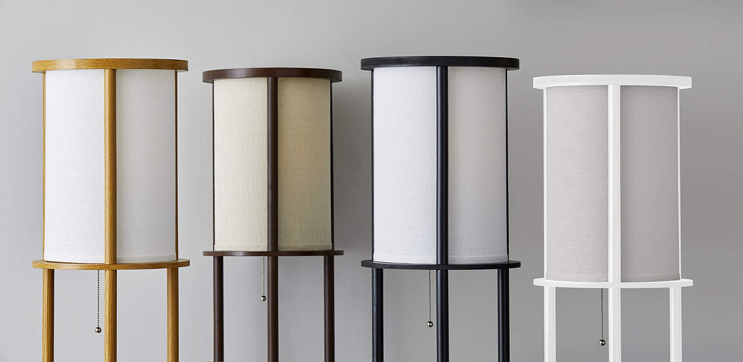 Adesso 3117-12 Stewart Round Shelf Floor Lamp Natural Wood Finish - Diamond Home USA