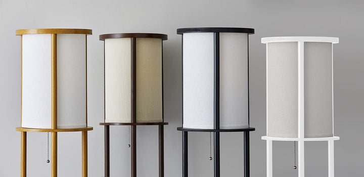 Adesso 3117-12 Stewart Round Shelf Floor Lamp Natural Wood Finish - Diamond Home USA