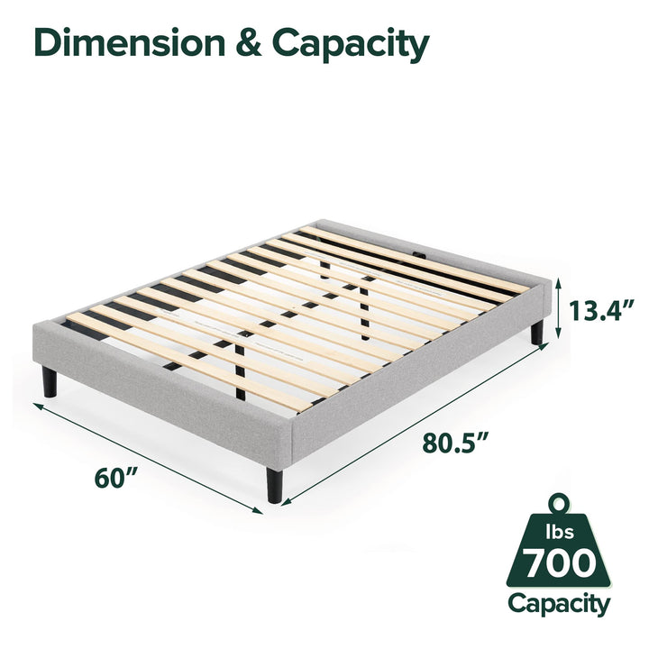 ZINUS Curtis Upholstered Platform Bed Frame / Mattress Foundation / Wood Slat Light Grey - Queen