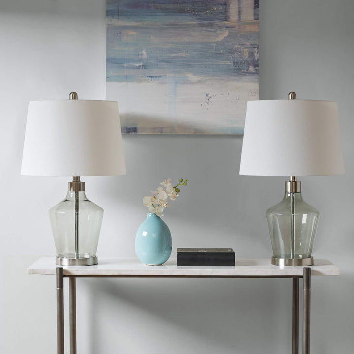 510 Design Harmony Table Lamp Set of 2 Modern Design Grey Tinted Glass Body with - Diamond Home USA