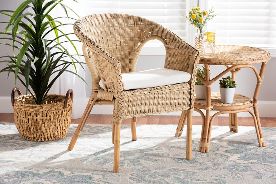 Baxton Studio Abbey Modern Bohemian Natural Brown Antique Rattan Dining Chair - Diamond Home USA