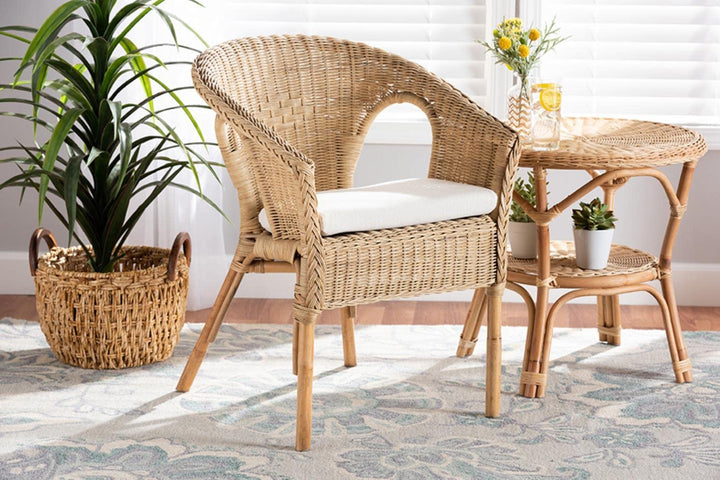 Baxton Studio Abbey Modern Bohemian Natural Brown Antique Rattan Dining Chair - Diamond Home USA