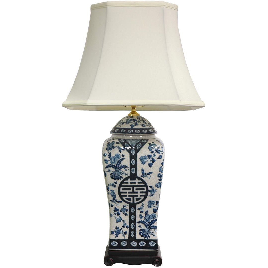 Handmade 26-inch Blue and White Vase Lamp (China) Traditional