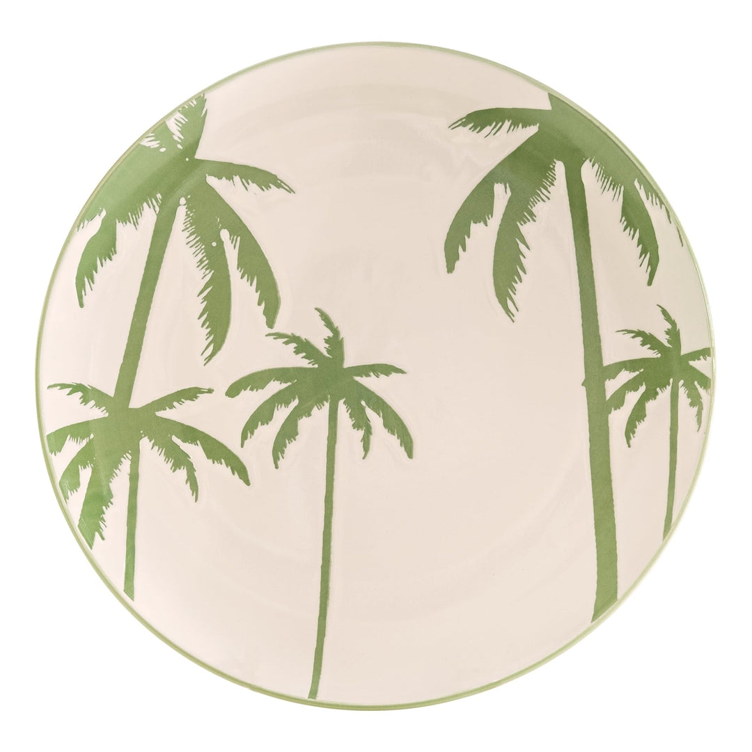 Palm Tree 16pc Dinnerware Set Multi Color Coastal Casual Round Ceramic 16 - Diamond Home USA