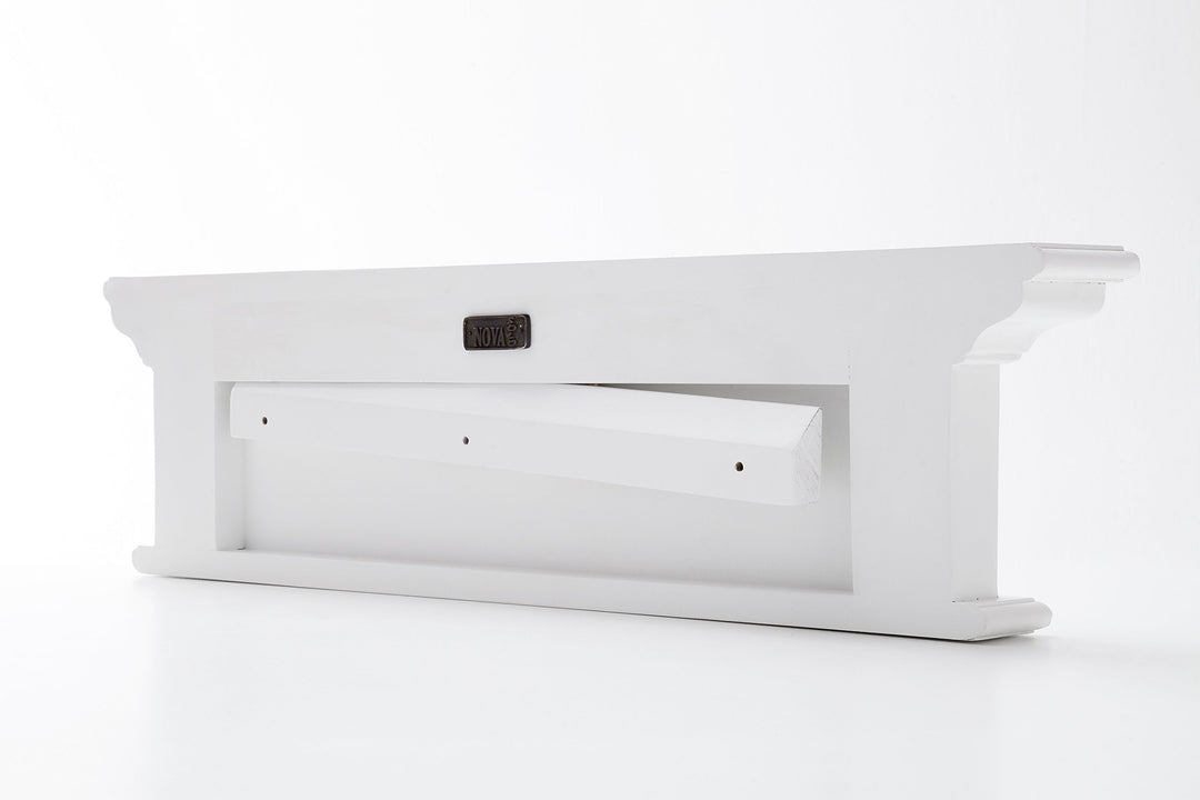 NovaSolo Halifax Pure White Mahogany Wood 4-Hook Coat Rack And Top Shelf - Diamond Home USA