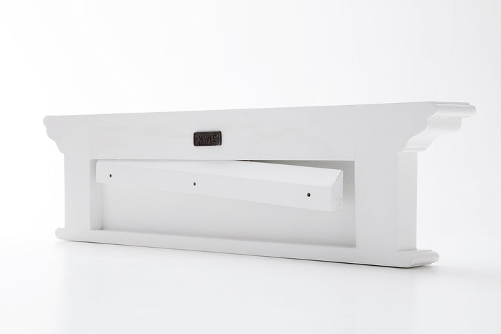 NovaSolo Halifax Pure White Mahogany Wood 4-Hook Coat Rack And Top Shelf - Diamond Home USA