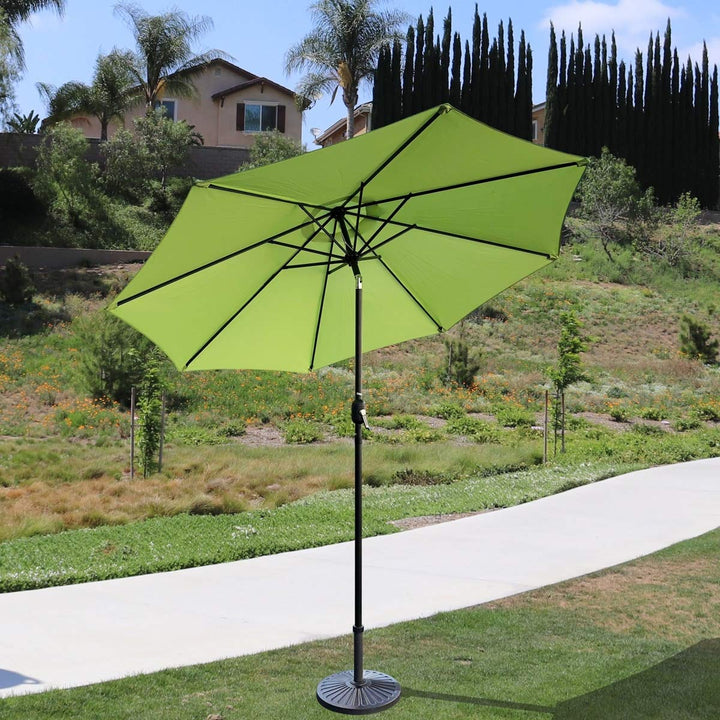 9' Patio Umbrella Outdoor Table with 8 Sturdy Ribs (Green) Black Green Nature