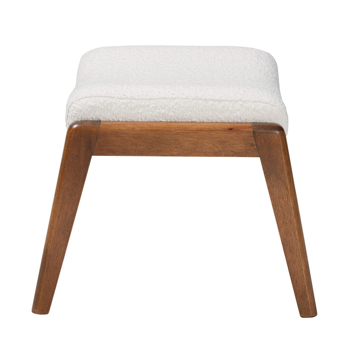 Mid-Century Modern Off/White Upholstered and Walnut Brown Finished Wood - Diamond Home USA