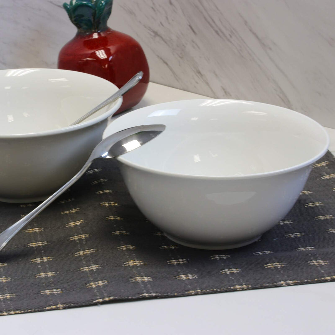 2 Piece 7.5 Inch Ceramic All-Purpose Round Bowl Set in White Solid Traditional - Diamond Home USA