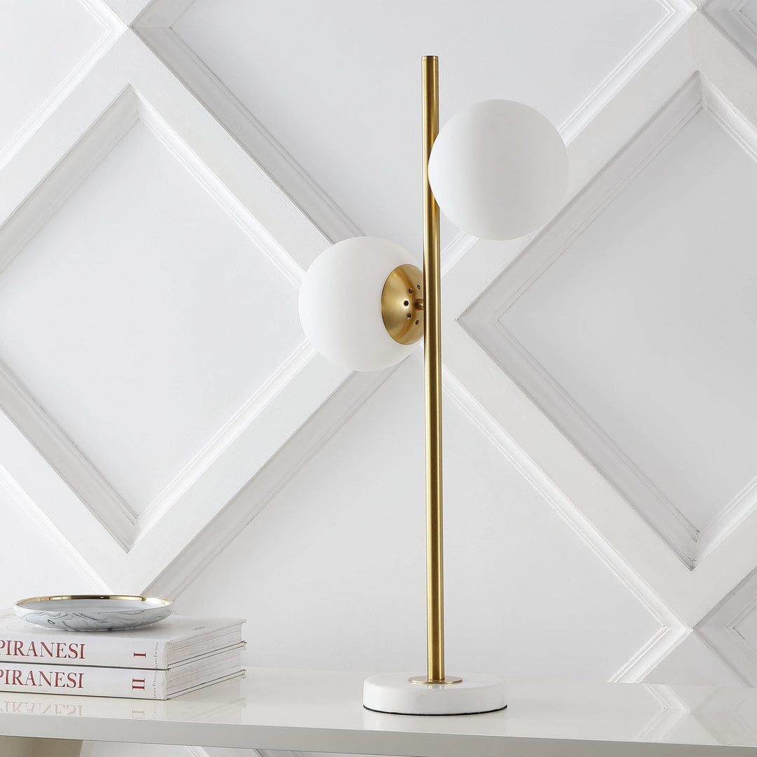 28" 2-Light Coastal Vintage Iron Led Table Lamp Brass Gold/White Gold Modern - Diamond Home USA