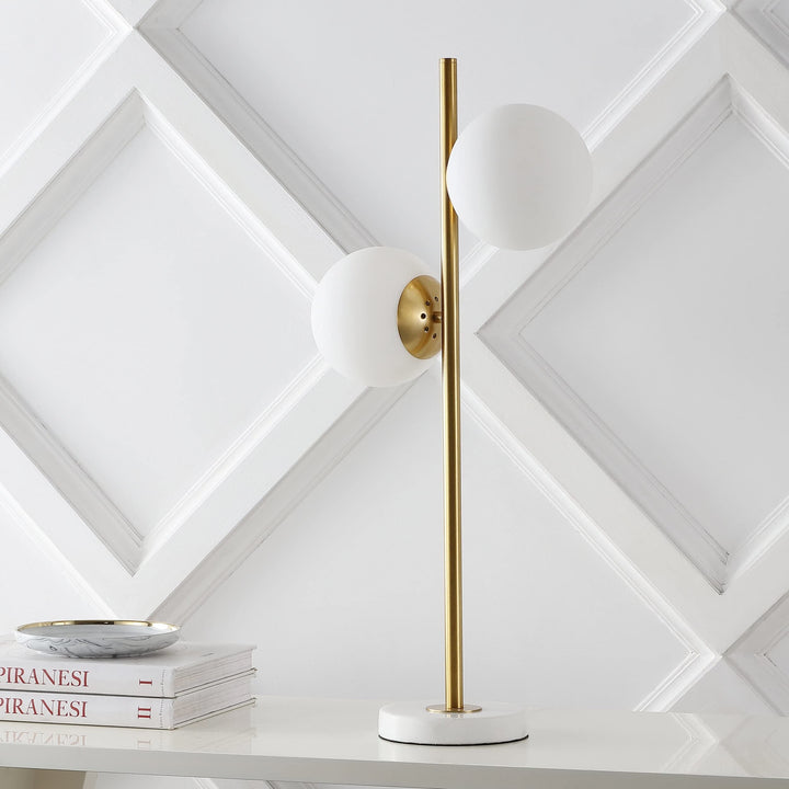 28" 2-Light Coastal Vintage Iron Led Table Lamp Brass Gold/White Gold Modern - Diamond Home USA