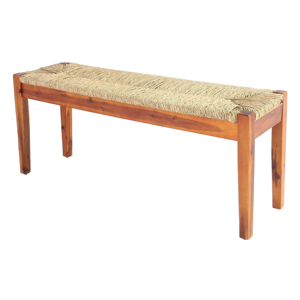Seagrass Wood Bench Brown Striped Modern Contemporary Handmade - Diamond Home USA