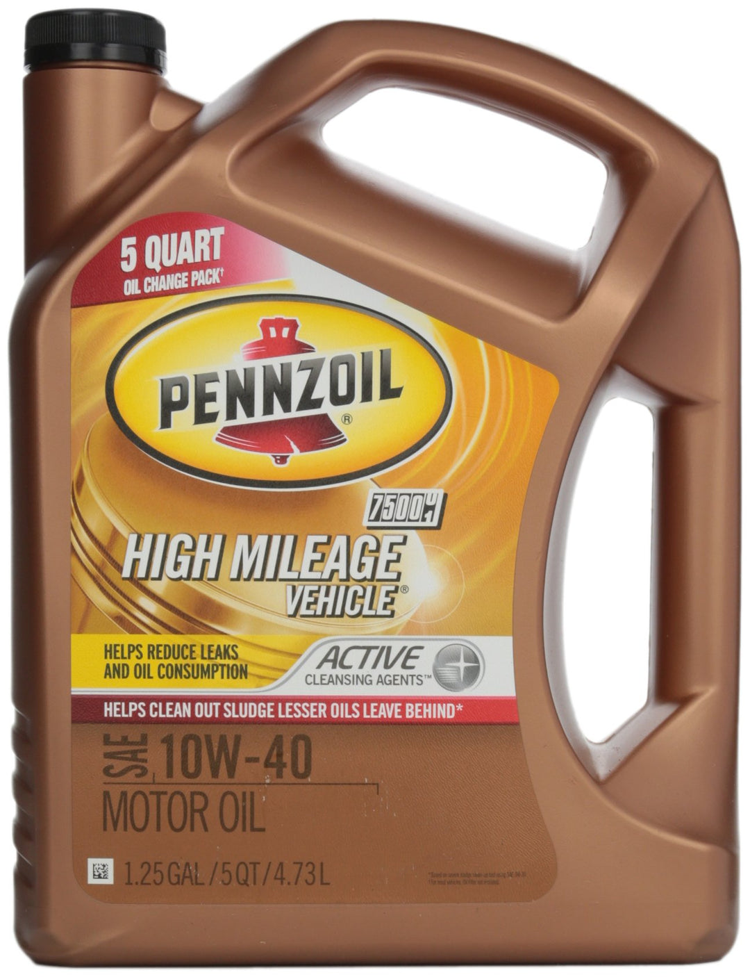 Pennzoil 550038203 High Mileage Vehicle 10W-40 Motor Oil - 5 Quart Jug