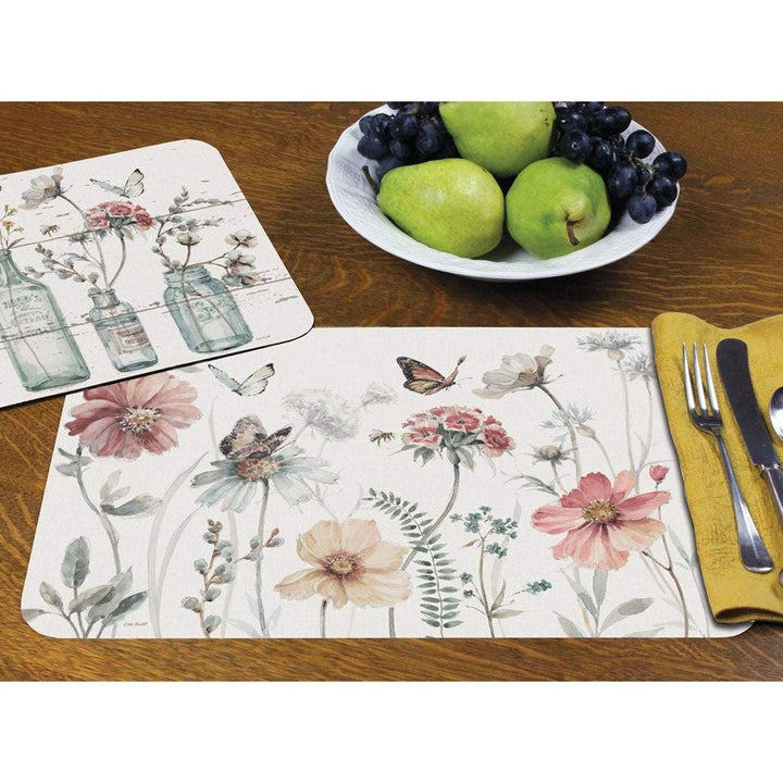Reversible Wipe-Clean Plastic Placemats Set of 4 A Country Weekend Multi Color - Diamond Home USA