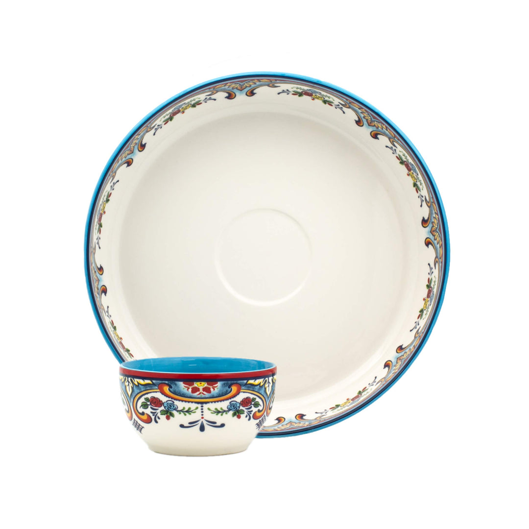Euro Ceramica Zanzibar Chip and Dip Bowl 2 Piece Set Multicolor 24 ounces - Diamond Home USA