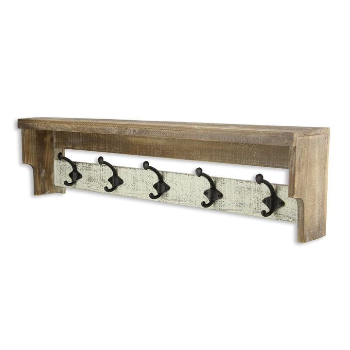 Multicolored Wood Farmstyle at Rack With Shelf W: 31.5" X D: 8" H: 5" Multi - Diamond Home USA