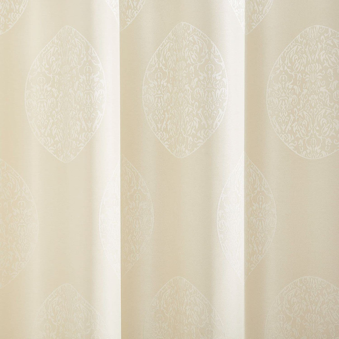 Exclusive Home Akola Medallion Linen Jacquard Grommet Top Curtain Panel Pair 54X96 - Ivory - Diamond Home USA