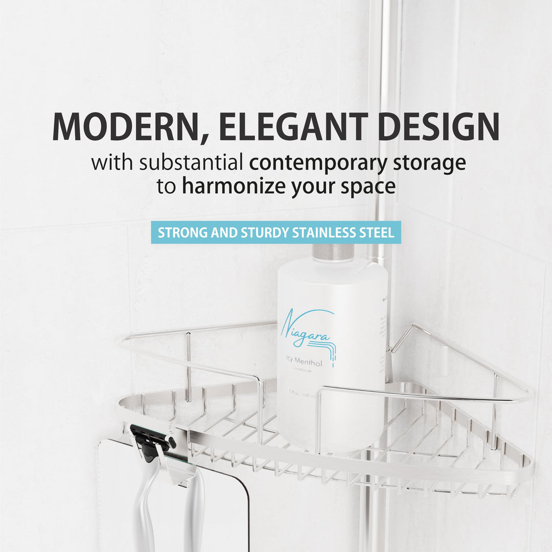 Better Living Products 13406 FINELINE Tension Shower Pole Caddy with Mirror - Diamond Home USA