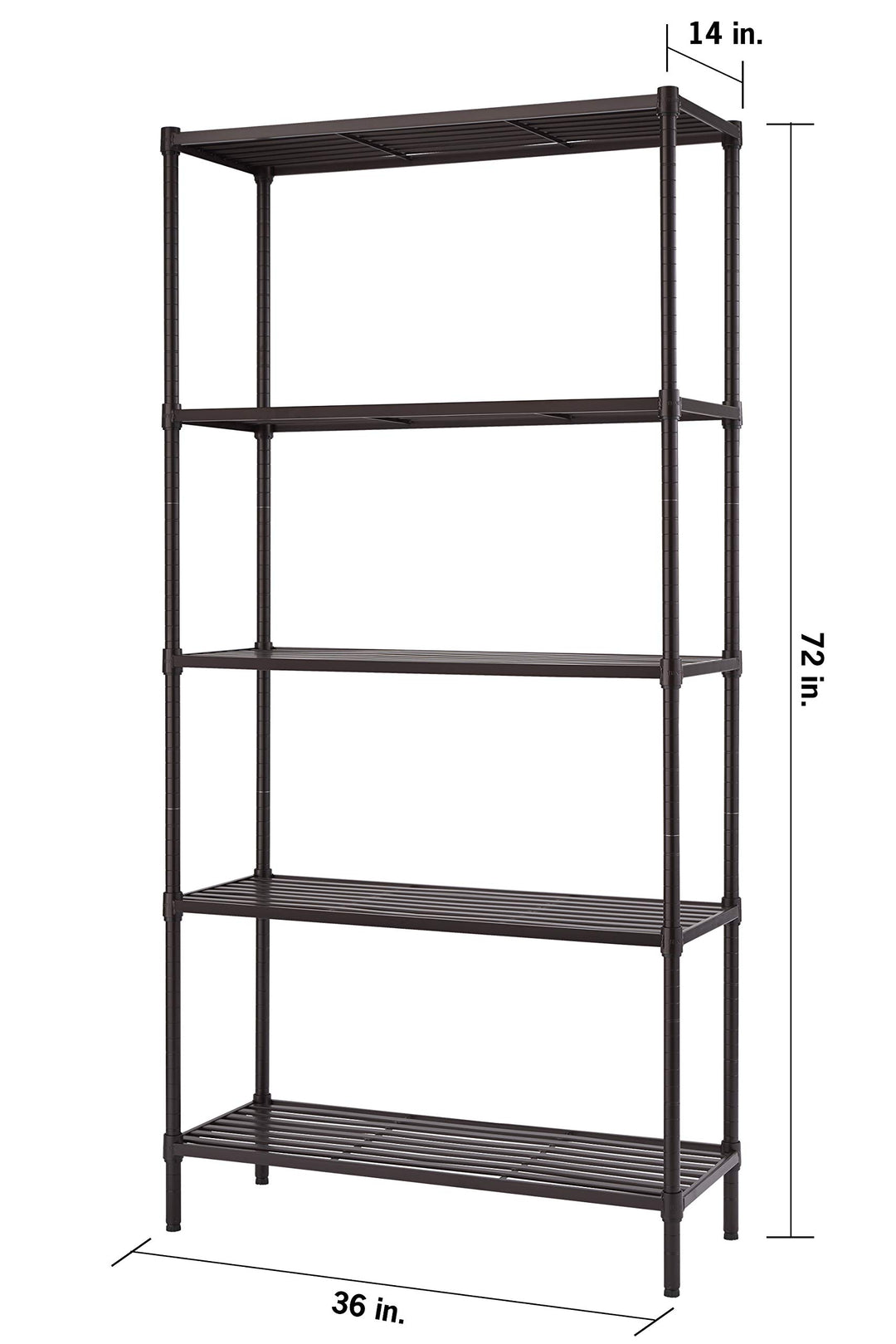 TRINITY Slat Style 5-Tier Adjustable Shelving Metal Standing Shelf for - Diamond Home USA