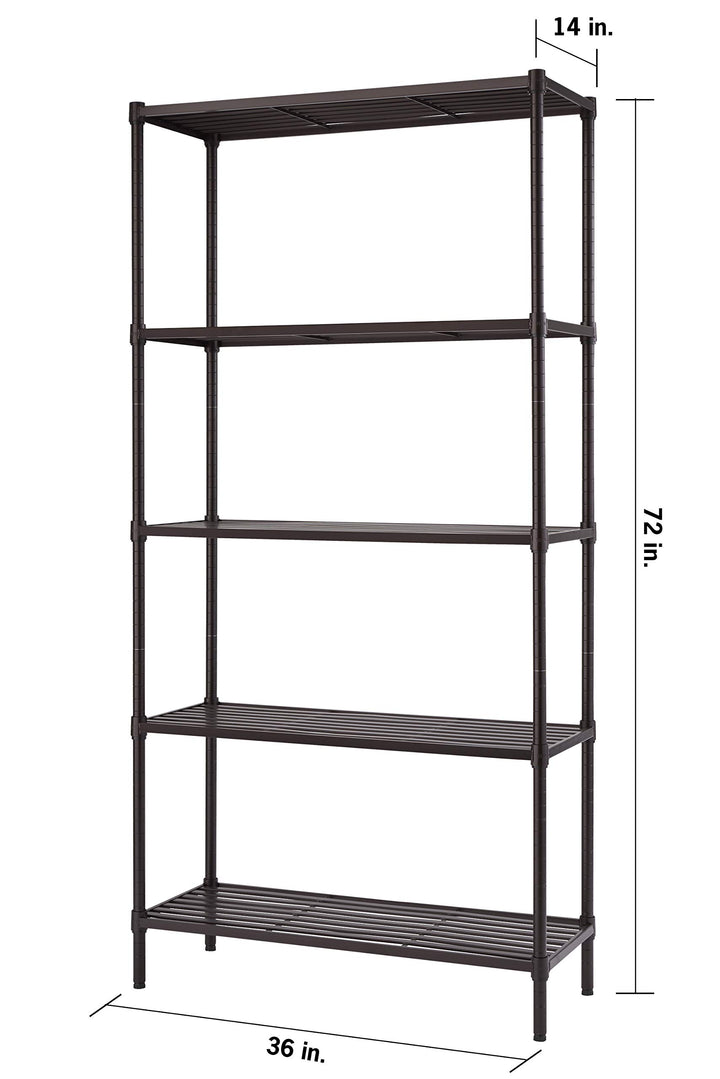 TRINITY Slat Style 5-Tier Adjustable Shelving Metal Standing Shelf for - Diamond Home USA