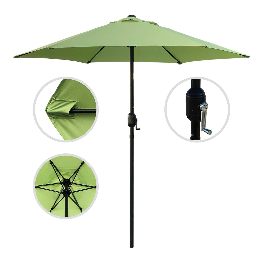 7.5' Patio Umbrella For Outdoor Shade Black Green Nature Market Modern - Diamond Home USA