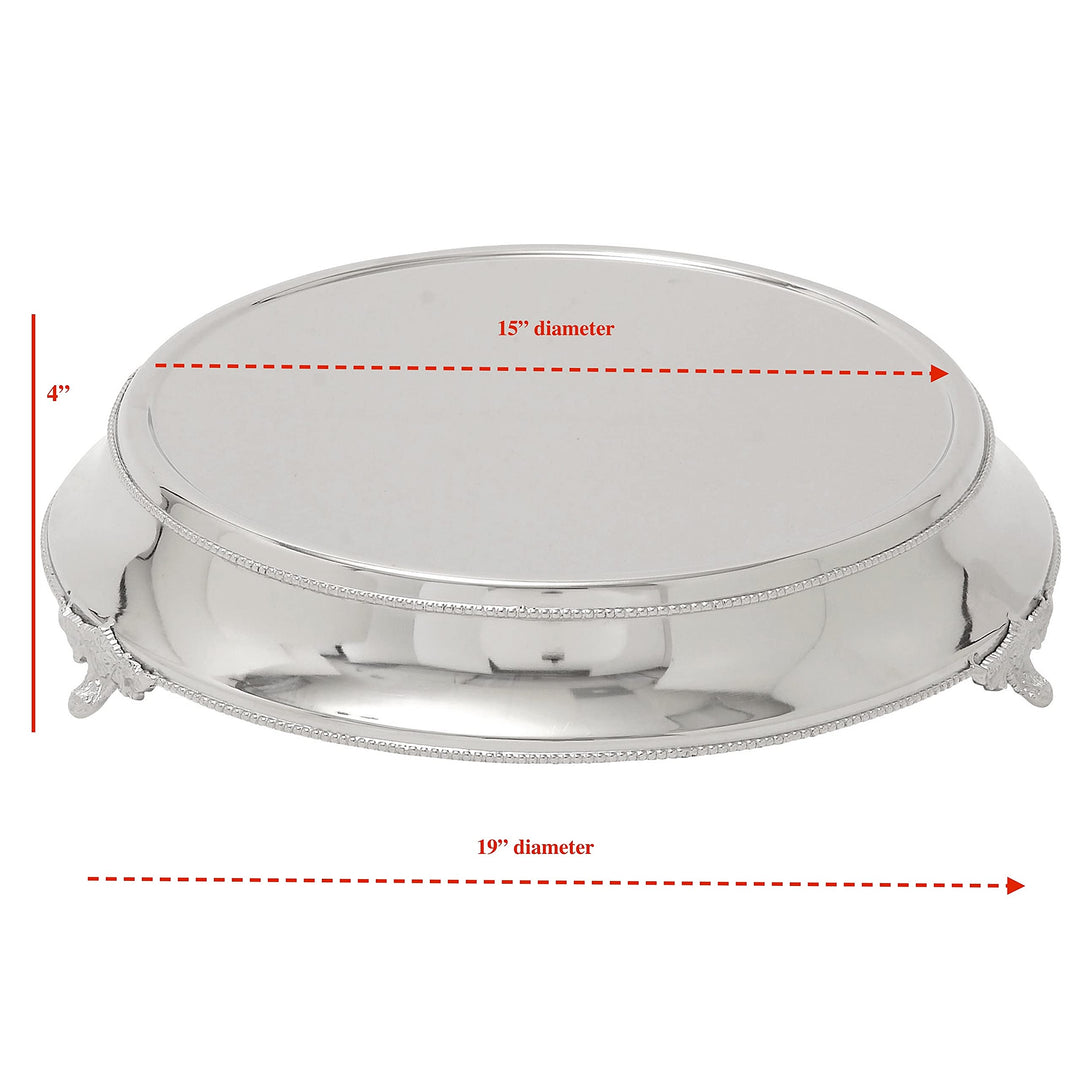 Stainless Steel Cake Stand Silver Solid Classic Modern Contemporary Round - Diamond Home USA