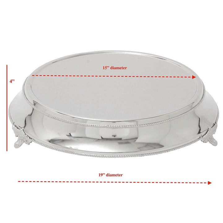 Stainless Steel Cake Stand Silver Solid Classic Modern Contemporary Round - Diamond Home USA
