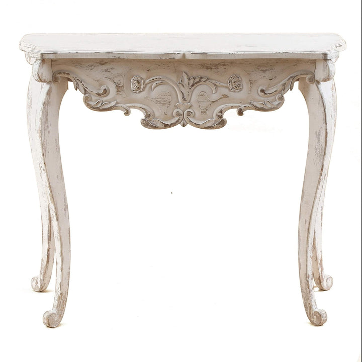 Wood Vintage Console and Entry Table Brown Cream Rustic Rectangle MDF Distressed