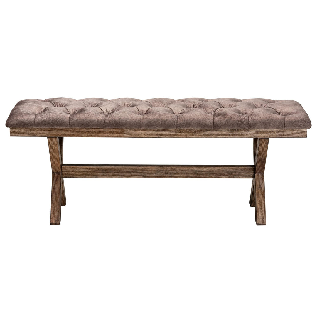 Modern Farmhouse Chocolate Velvet Fabric and Dark Brown Finished Wood Bench - Diamond Home USA